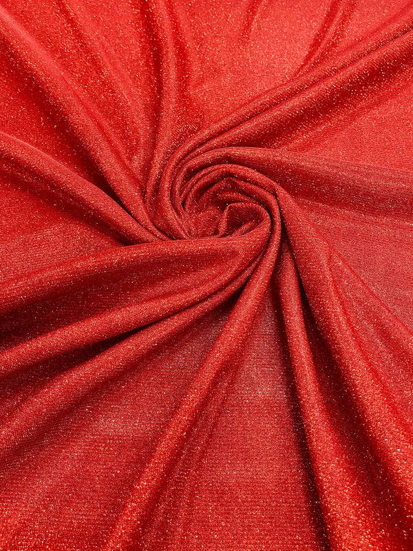 Shimmer Glitter Fabric - Red - Luxury Sparkle Stretch Solid Fabric Sold By Yard