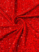 Stretch Velvet Sequins Fabric - Red - Velvet Sequins 2 Way Stretch 58/60” By Yard