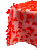 3D Butterfly Tablecloth - Red - 52" x 102" Inches 3D Butterfly Sheer Mesh Tablecloth