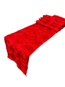 Satin Rosette Table Runner - Red - 12" x 90" Floral Design Event Decor Table Runner