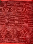 4 Way Stretch - Red - Geometric Design Sequins On Mesh Elegant Fabrics Sold By Yard