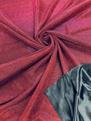 Shimmer Glitter Fabric - Red on Black - Luxury Sparkle Stretch Solid Fabric Sold By Yard