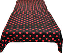 58" Polka Dot Tablecloth - Red on Black - Polka Dot Design Rectangular Table Cover (Pick Size)