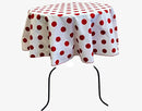 58" Polka Dot Tablecloth - Red on White - Polka Dot Design Rectangular Table Cover (Pick Size)