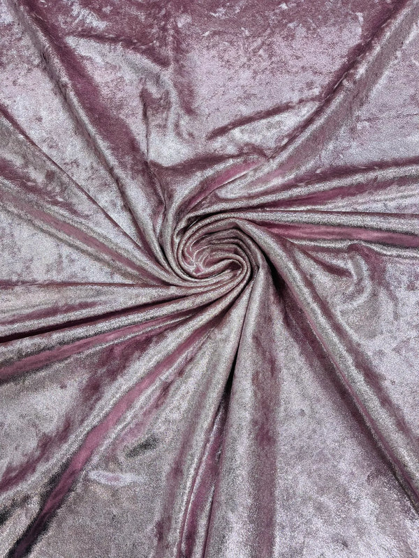 Foiled Stretch Velvet - Rose - 4 Way Stretch Velvet Foil Fabric - 60'' Wide Sold By The Yard
