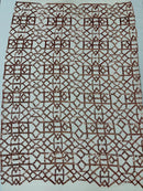 Geometric Shape Sequin - Rose Gold - Fancy Geometric Sequins Design on Mesh By Yard