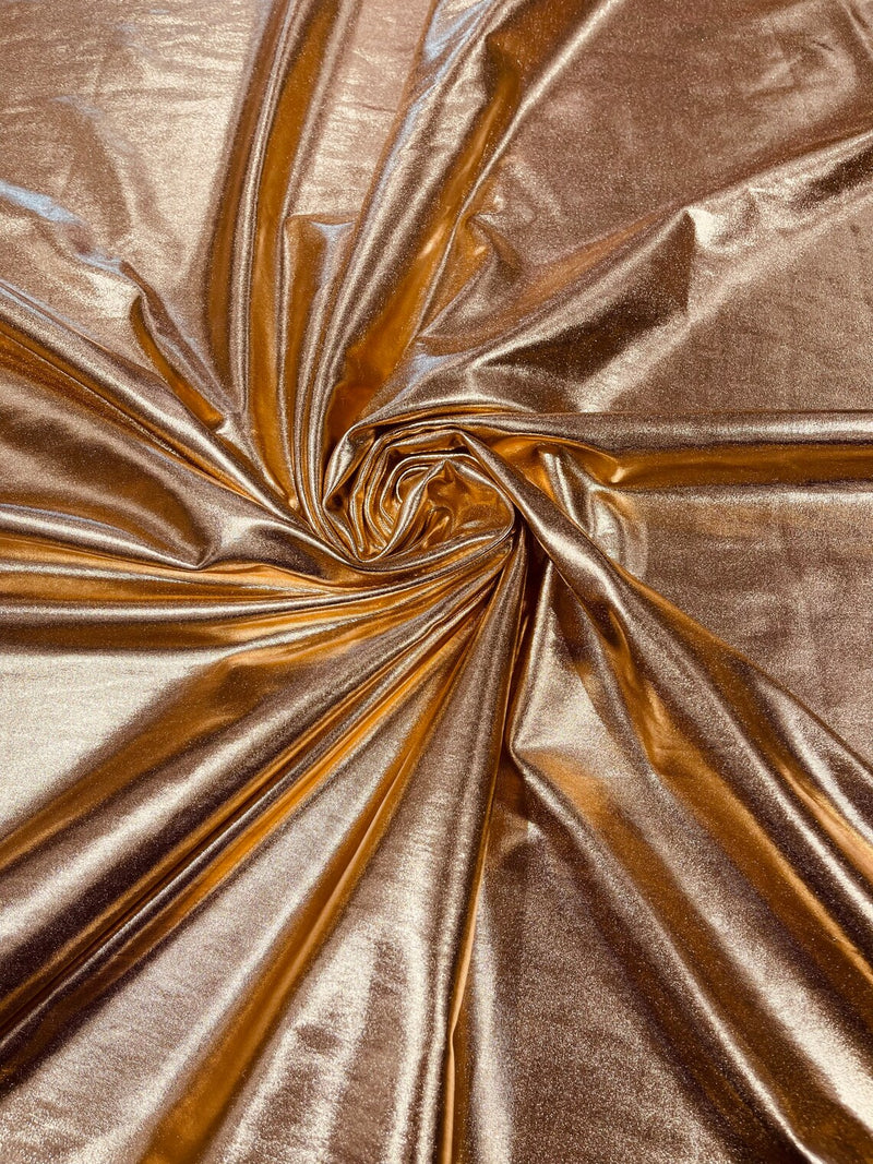Metallic Foil Spandex Fabric - Rose Gold - Spandex Lame Shiny Fabric 2 Way Stretch Sold By Yard