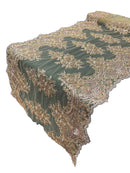 21" Floral Lace Metallic Design Table Runner - Rose Gold - Floral Runner for Event Decor Sold By The Yard