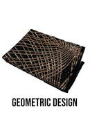 2 Way Stretch Diamond Fabric - Rose Gold on Black - Geometric Diamond Design on Mesh By The Yard