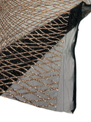 2 Way Stretch Diamond Fabric - Rose Gold on Black - Geometric Diamond Design on Mesh By The Yard