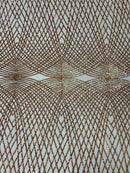 2 Way Stretch Diamond Fabric - Rose Gold on Blush - Geometric Diamond Design on Mesh By The Yard
