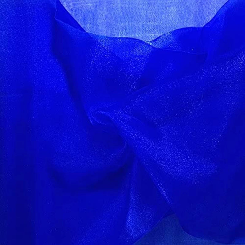 Organza Sparkle - Royal Blue - Crystal Sheer Fabric for Fashion, Crafts, Decorations 60" by Yard