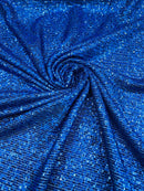 Mille Striped Stretch Sequins - Royal Blue - 4 Way Stretch Spandex Sequins Striped Fabric By The Yard