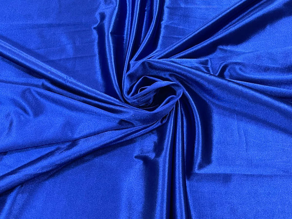 Spandex Polyester Fabric - Royal Blue - Shiny Stretch Polyester / 20% Spandex Fabric By Yard