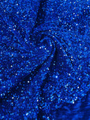 Stretch Velvet Sequins Fabric - Royal Blue - Velvet Sequins 2 Way Stretch 58/60” By Yard