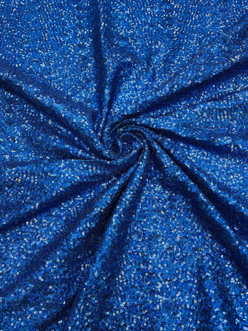 Mini Glitz Sequins Milliskin - Royal Blue - 4 Way Stretch Milliskin Nylon Spandex Fabric Sold By Yard