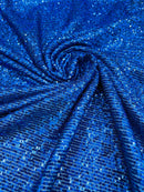 Mille Striped Stretch Sequins - Royal Blue - 4 Way Stretch Spandex Sequins Striped Fabric By The Yard
