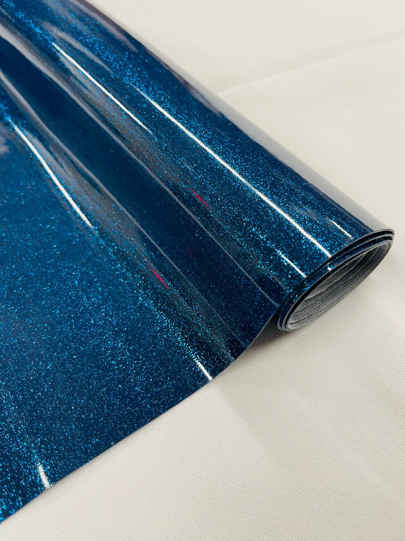 Vinyl Fabric - Royal Blue Shiny Sparkle Glitter Leather PVC - Upholstery By The Yard