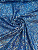 Mille Striped Stretch Sequins - Royal Blue - 4 Way Stretch Spandex Sequins Striped Fabric By The Yard