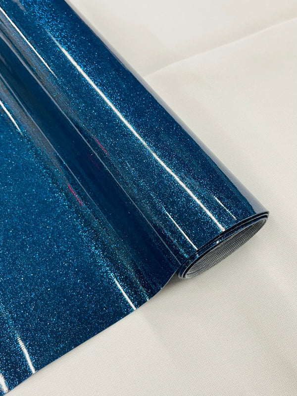 Vinyl Fabric - Royal Blue Shiny Sparkle Glitter Leather PVC - Upholstery By The Yard