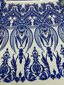 Damask Sequins Fabric - 4 Way Stretch Big Damask Sequins Fabric - Pick Color - 25 Yard Roll