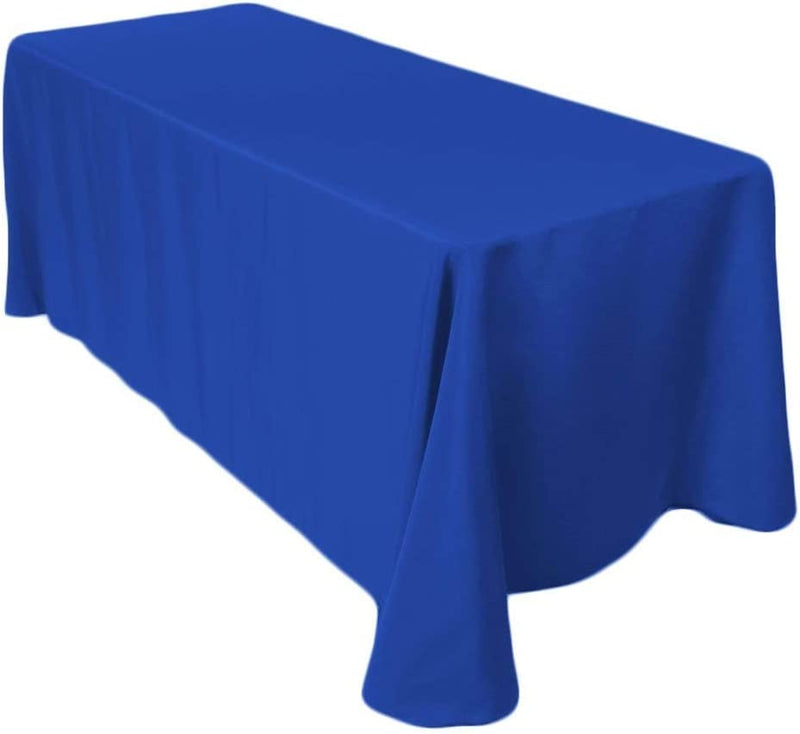 90" Solid Tablecloth - Royal Blue - Polyester Poplin Rectangular Full Table Cover (Pick Size)