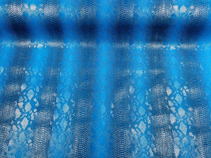 Vinyl Fabric - Royal Blue Faux Viper Snake Skin Leather Upholstery - 3D Scales - By The Yard