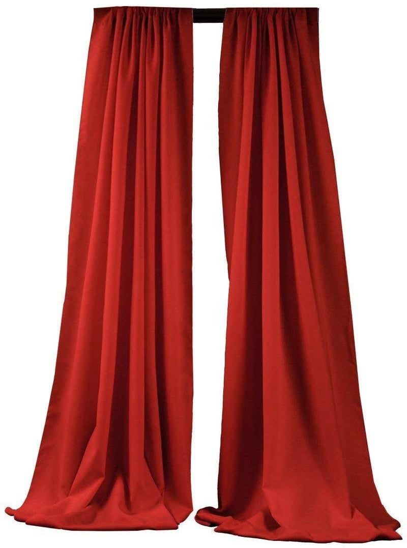 5 Feet x 10 Feet - Red -  Polyester Backdrop Drape Curtains, Polyester Poplin Backdrop 1 Pair