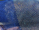 Iridescent Rhinestones Fabric On Stretch Net Fabric, Fish Net with Crystal Stones by yard