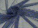 Iridescent Rhinestones Fabric On Stretch Net Fabric, Fish Net with Crystal Stones by yard