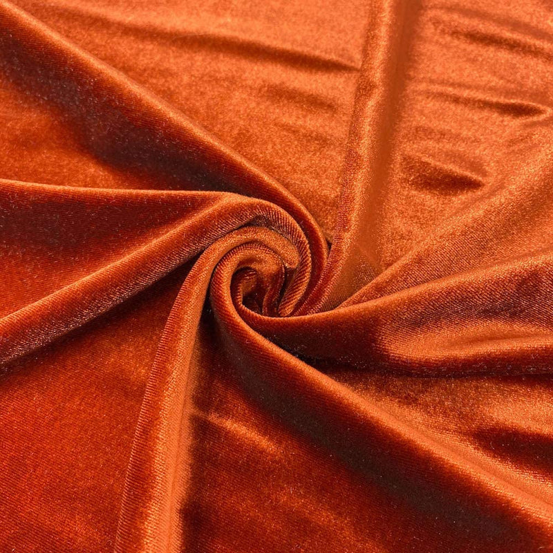 Velvet Stretch Fabric - Rust - Spandex Stretch Velvet Fabric 60'' Wide Sold By Yard