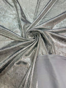 Foiled Stretch Velvet - Silver - 4 Way Stretch Velvet Foil Fabric - 60'' Wide Sold By The Yard