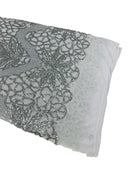 Elegant Floral Leaf Design - Silver - 4 Way Stretch Sequins Lace Spandex Fabric By Yard