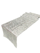 Taffeta Shiny Sequins Table Runner - Silver - 12" x 90" Sequins on Taffeta Table Runner