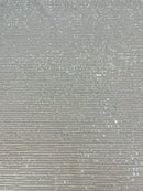 Mille Striped Stretch Sequins - Silver on Silver - 4 Way Stretch Spandex Sequins Striped Fabric By The Yard