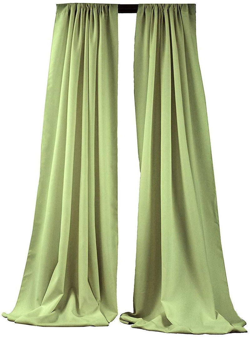 5 Feet x 10 Feet - Sage - Polyester Backdrop Drape Curtains, Polyester Poplin Backdrop - 1 Pair