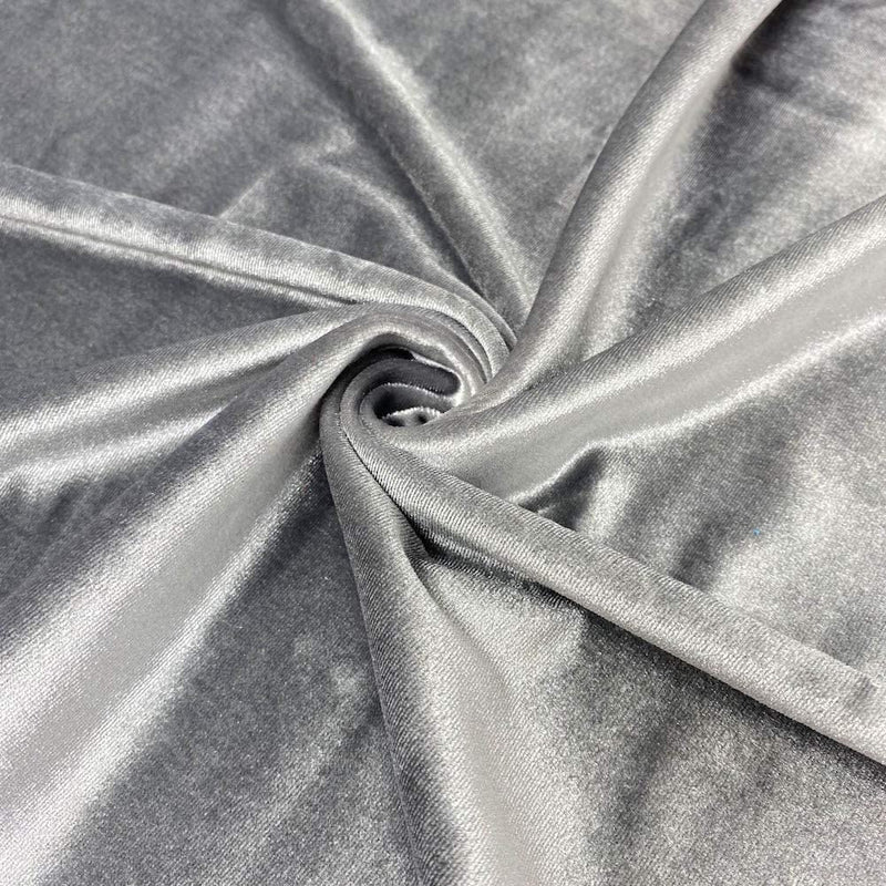 Velvet Stretch Fabric - Silver - Spandex Stretch Velvet Fabric 60'' Wide Sold By Yard