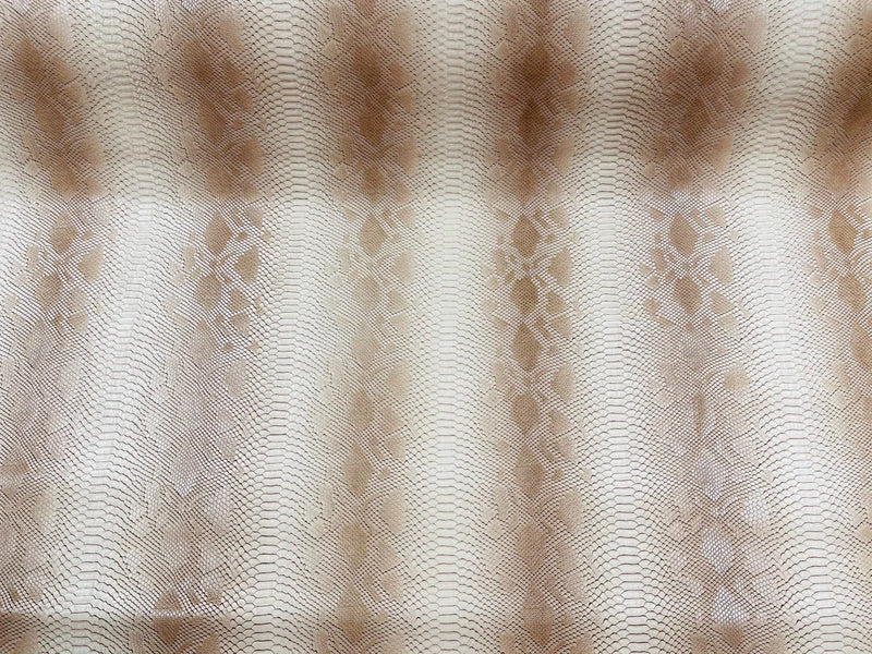 Vinyl Fabric - Tan Faux Viper Snake Skin Leather Upholstery - 3D Scales - By The Yard