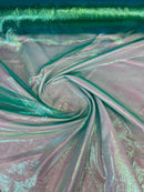 Crushed Organza - Iridescent Teal - 45" Sheer Crushed Organza Fabric Sold By Yard