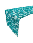 Floral Lace Sequins Table Runner - Teal - 12" x 90" Floral Lace Table Runner