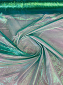 Crushed Organza - Iridescent Teal - 45" Sheer Crushed Organza Fabric Sold By Yard