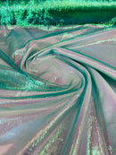 Crushed Organza - Iridescent Teal - 45" Sheer Crushed Organza Fabric Sold By Yard