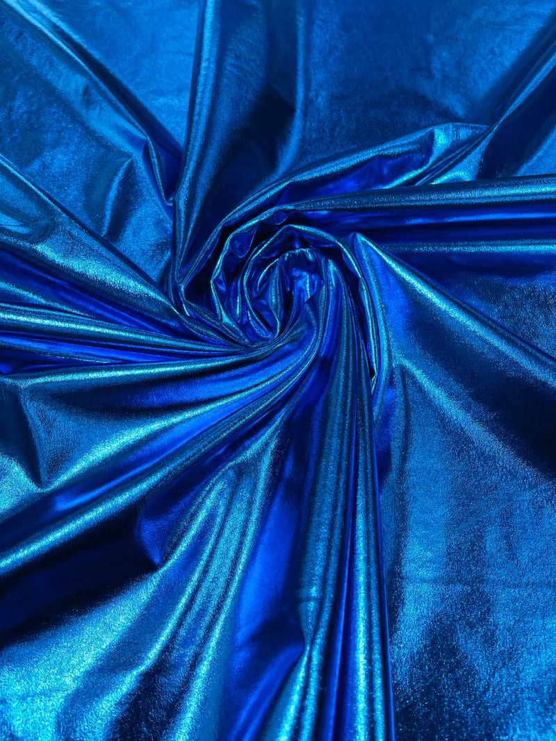 Metallic Foil Spandex Fabric - Turquoise - Spandex Lame Shiny Fabric 2 Way Stretch Sold By Yard