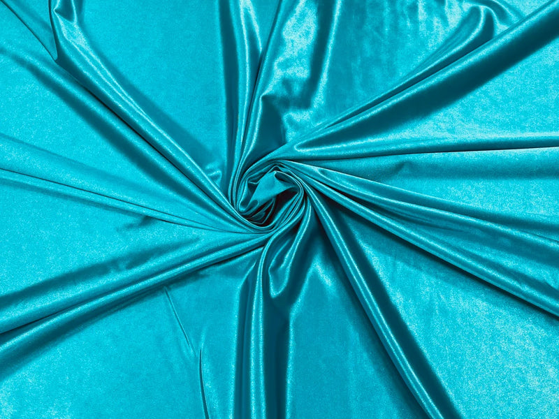 Spandex Polyester Fabric - Turquoise - Shiny Stretch Polyester / 20% Spandex Fabric By Yard