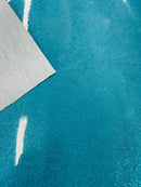 Vinyl Fabric - Turquoise Shiny Sparkle Glitter Leather PVC - Upholstery By The Yard