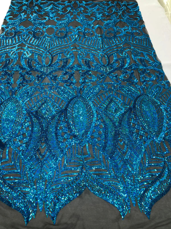Royalty Sequin Fabric -  4 Way Stretch Royalty Mermaid Design - Pick Color - 25 Yards Roll