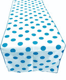 12" Polka Dot Table Runner - Turquoise on White - High Quality Polyester Poplin Fabric Table Runners (Pick Size)
