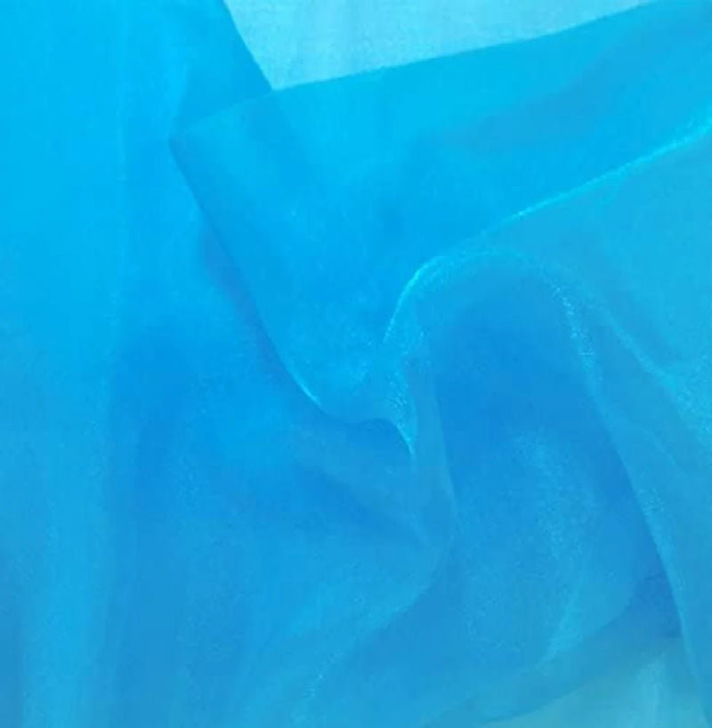 Organza Sparkle - Turquoise - Crystal Sheer Fabric for Fashion, Crafts, Decorations 60" by Yard