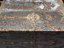 4 Way Stretch - Silver and Rose Gold - Two Tone Flower Design Sequins On Stretch Mesh By The Yard