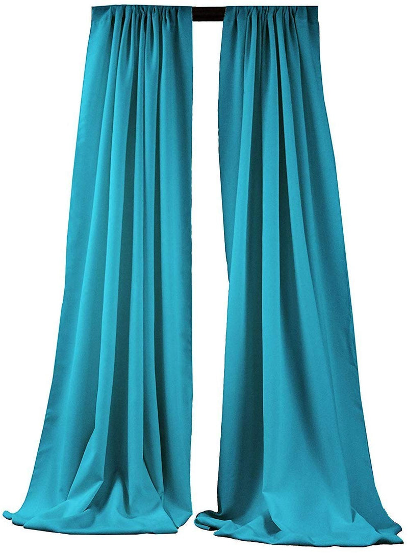5 Feet x 10 Feet - Turquoise - Polyester Backdrop Drape Curtains, Polyester Poplin Backdrop - 1 Pair